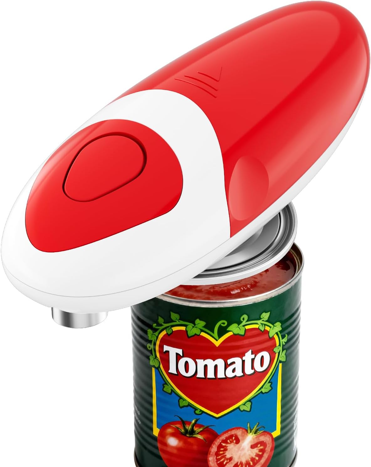 Electric Can Opener for Seniors One Touch – Easy Use, Smooth Edge Side Cut Auto Can Opener with Power Motor Fits All Can Sizes – Battery Operated, Hand Free for Kitchen by Befumly (Red)