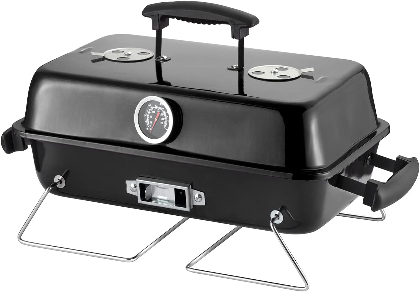 Portable Charcoal Grill, Tabletop Outdoor Barbecue Smoker, Small BBQ Grill for Outdoor Cooking Backyard Camping Picnics Beach,BLACK
