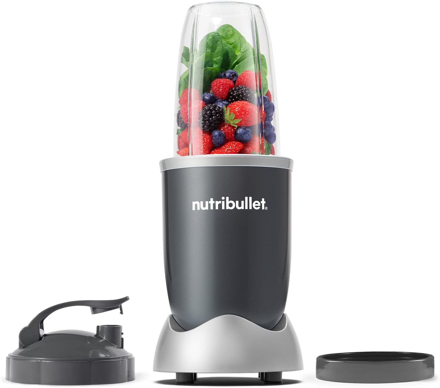Nutribullet Personal Blender, Shakes, Smoothies, Food Prep, and Frozen Blending, 24 Ounces, 600 Watt, Dark Gray, NBR-0601WM