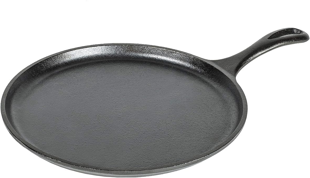 Lodge Round Seasoned Cast Iron Griddle 10.5 Inches – Round-Shaped, Pre-Seasoned Iron Griddle Pan – Non-Toxic, PFAS-Free Cookware – Compatible with Stovetop, Oven, Grill, or Campfire | camping-cooking-utensils