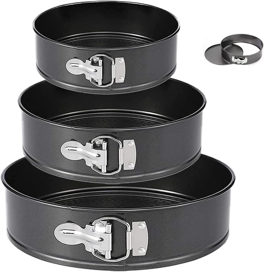 Springform Pan, 3PCS 7,8,9 Inch Cheesecake Pans with Removable Bottom, Non-stick Spring Form Pan for Cheesecake