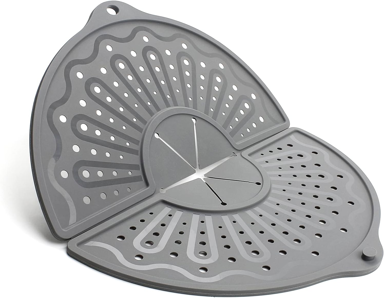 Foldable Silicone Splatter Screen for 10-12″ Pans, BPA-Free, Gray | Foldable Splash Guard, Multi-Use Grease Splatter Guard/Trivet Mat,Non-Stick Oil Splatter Guard, Dishwasher Safe