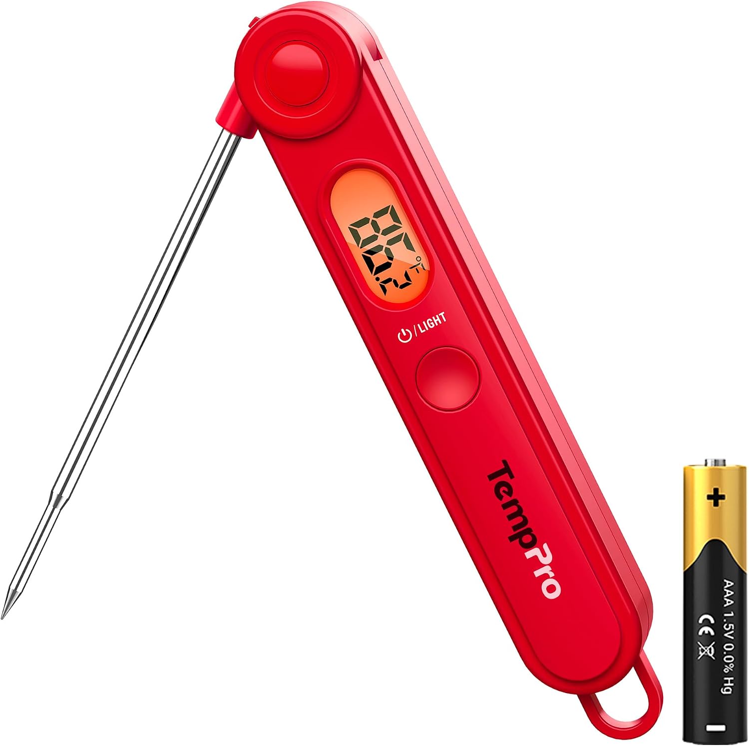 TempPro TP03B Digital Meat Thermometer for Cooking, Instant Read Thermometer with Backlight, Kitchen Food Thermometer for Grill Smoker BBQ Oil Deep Fry Candy Bread Coffee (Previously ThermoPro)