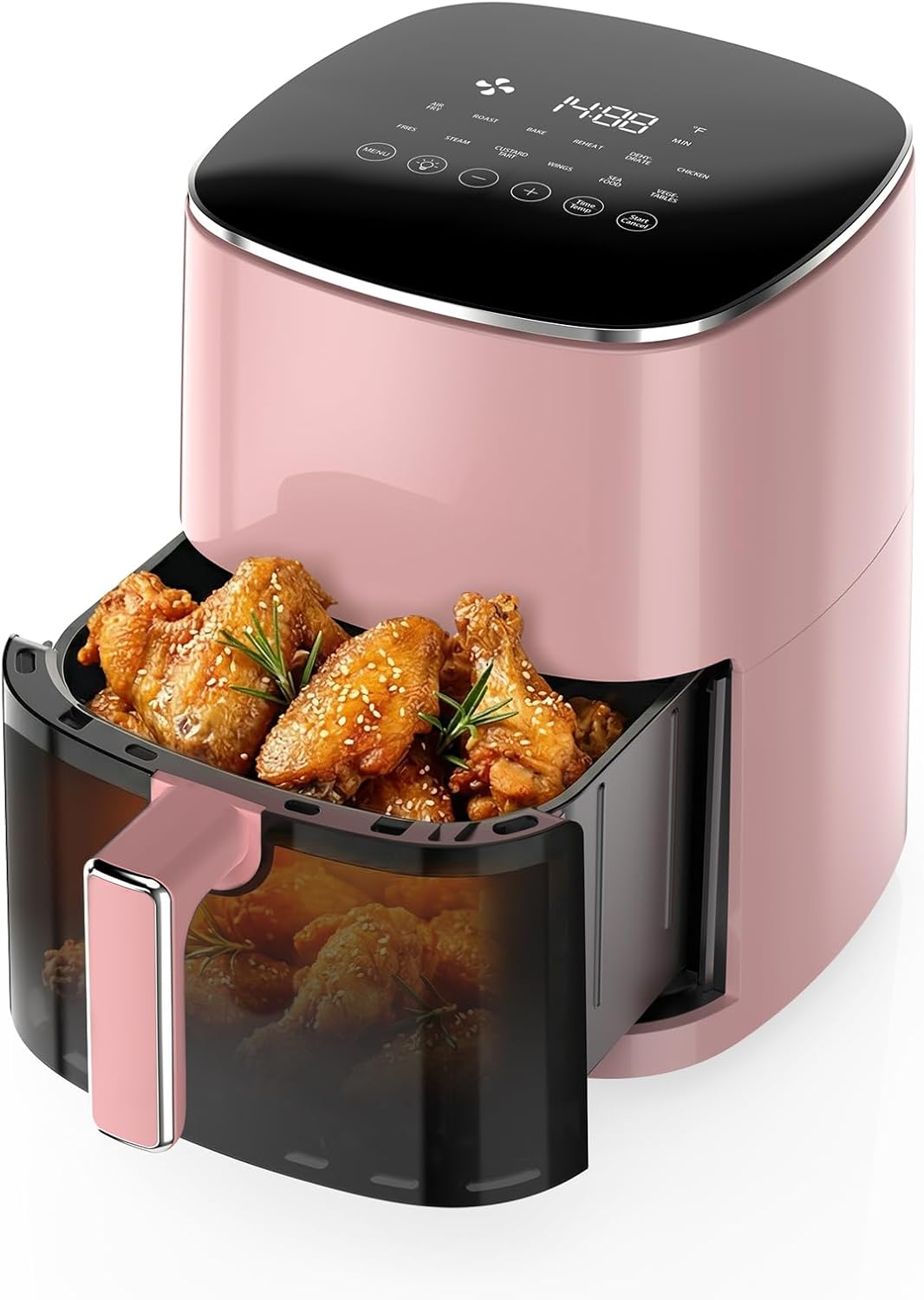 NEWBULIG Air Fryer 6.34 Quarts, Airfryer with Visual Window, 400℉ Fast Heating Air Fryers Oven with Timer, Auto-Off, Non Toxic & Non Stick, Multiple 12 Modes for Roast, Bake, Dehydrate, Fry, Reheat