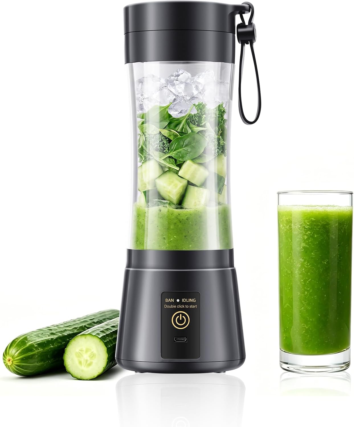 Personal Size Blender for Smoothies – Cordless Mini Blender with 380Ml BPA Free Cup & Powerful Blending, Easy to Squeeze Fresh Juice in Travel/Gym