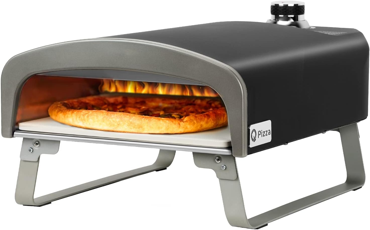 Outdoor Pizza Oven, Portable Gas Pizza Oven with 13x13in Pizza Stone for Outside Cooking, Backyard Pizza Maker, Pizza Accessory Ideal for Outdoor Kitchen and Party, Great Gift PS100