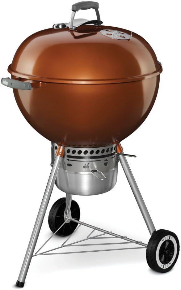 Weber Original Kettle Premium Charcoal Grill, 22-Inch, Copper – Outdoor BBQ Grill with Built‑In Thermometer, Heat Control Dampers & One‑Touch™ Cleaning System