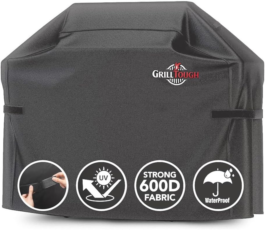 GrillTough Heavy Duty BBQ Grill Cover for Outdoor Grill, 58 Inch – Waterproof, Weather Resistant, UV & Fade Resistant with Adjustable Straps – Gas Grill Cover for Weber, Charbroil, etc. Charcoal