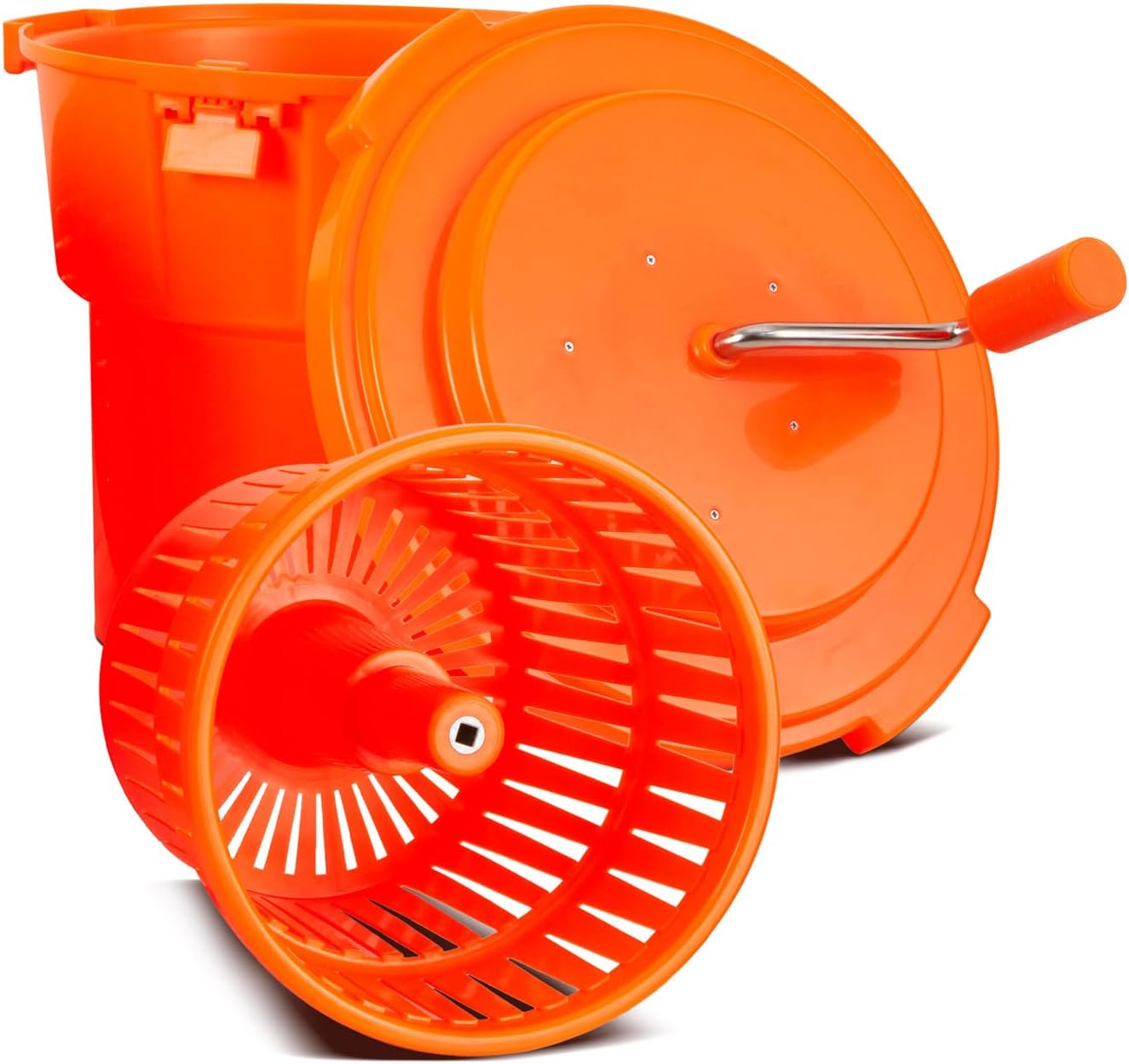 TK 5 Gallon/20 Qt Large Salad Spinner – 2024 Upgrade – 7 Heads of Lettuce – Commercial Manual Lettuce Spinner – 10 Second Dry Time, Heavy Duty Durable Salad Washer with Extended Draining Tube