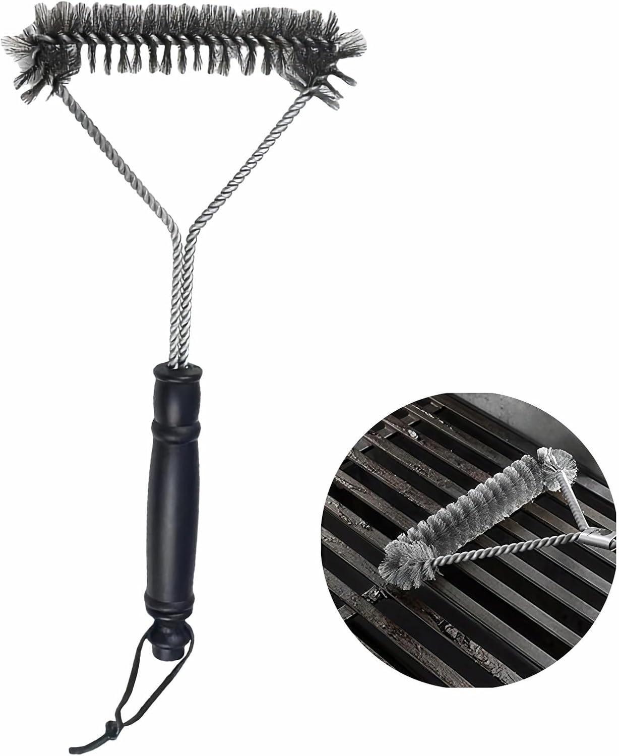 BBQ Bristles Grill Brush 12 Inch Heavy Duty Stainless Steel, Y Shape BBQ Brush with Long Handle & Extra Wide Head – Grill Cleaning Tool