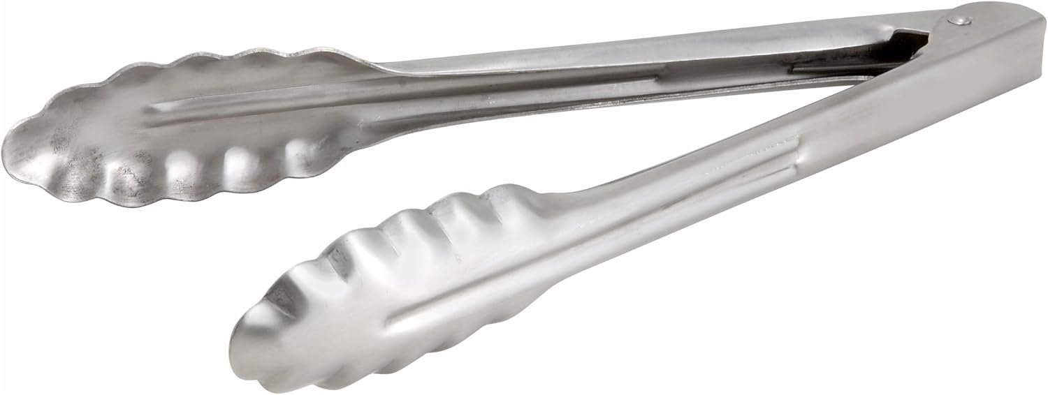 Winco Coiled Spring Extra Heavyweight Stainless Steel Utility Tong, 9-Inch