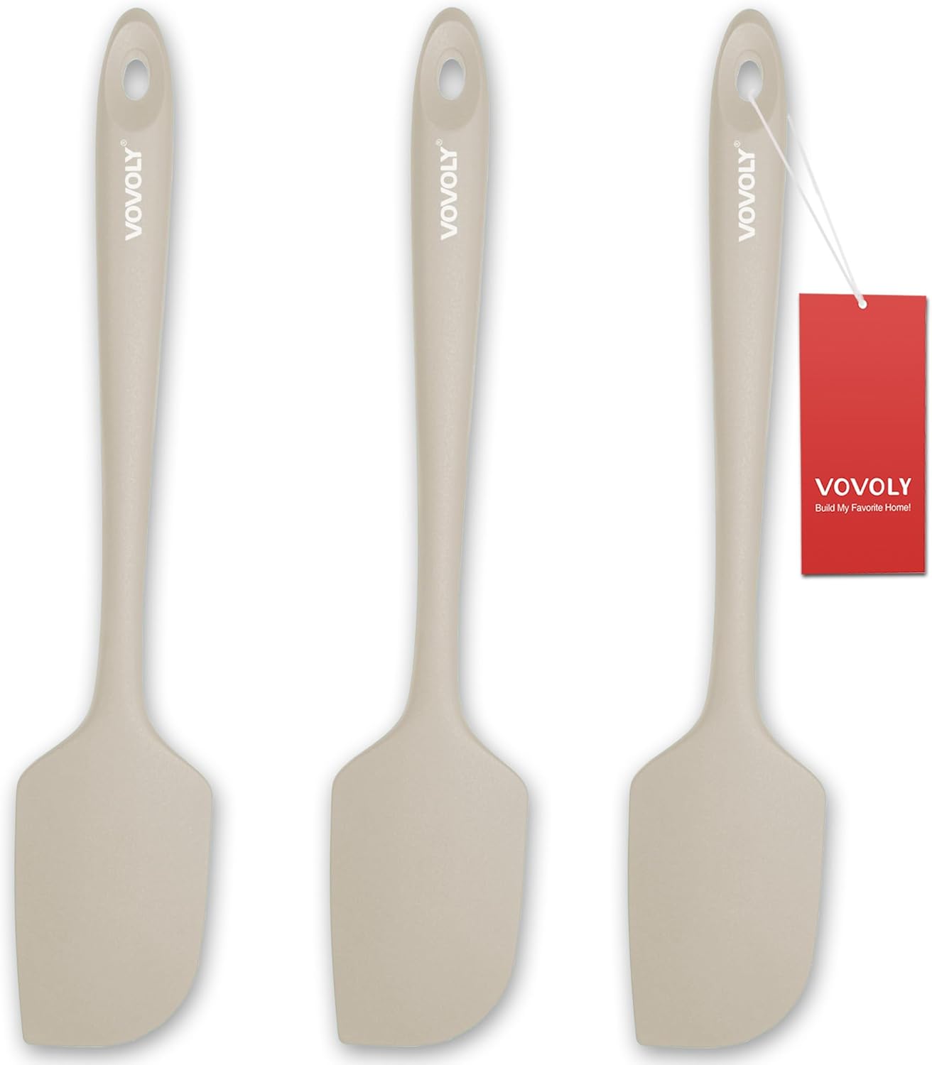 3 Pack Large Silicone Spatula for Kitchen,600°F Heat resistant Rubber Spatulas for Baking,Cooking, Scraping,and Mixing,Non Stick Kitchen Utensils, BPA Free, 11.2 IN, Khaki