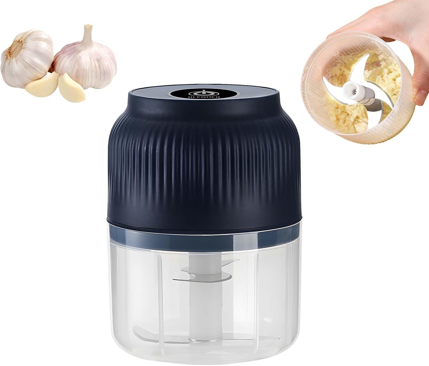 Electric Garlic Chopper, 2026 New Mini Portable Veggie Chopper, Garlic Mincer Electric with Lid Portable Cordless Garlic Mincer Small Vegetable Chopper for Onion Salad Chili