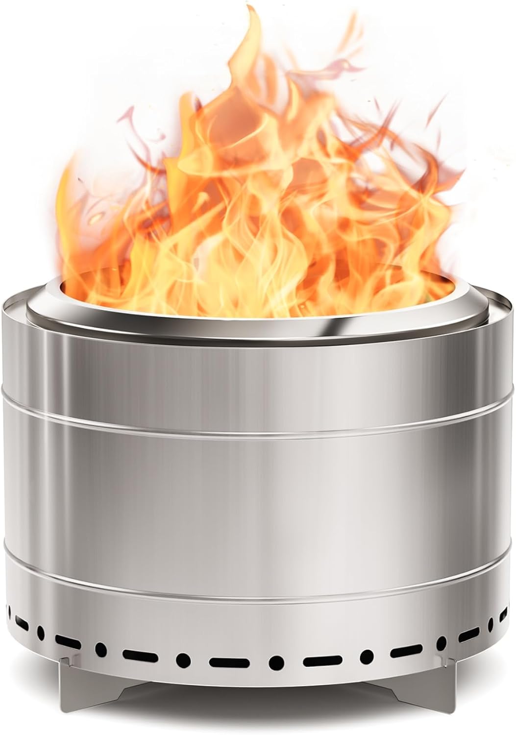 Panovue 22 inch Smokeless Fire Pit with Carry Bag, Stainless Steel Outdoor Smokeless Firepit, Wood Burning Fire Pits for Camping, Bonfire,Low Smoke Firepit for Outside(Silver)