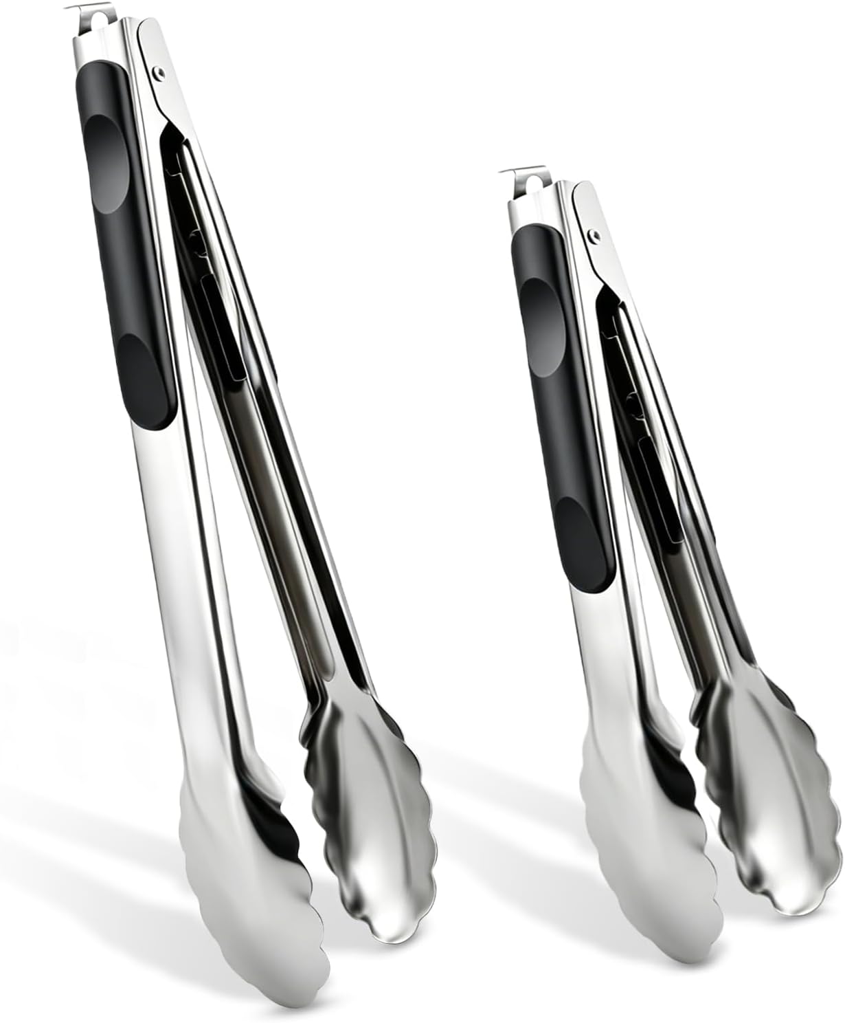 2 Pcs 9/12 Inch Kitchen Tongs for Cooking, BBQ & Salad – Heat-Resistant Stainless Steel Locking Tongs Set, Dishwasher Safe – Premium Kitchen Appliances & Cooking Tools