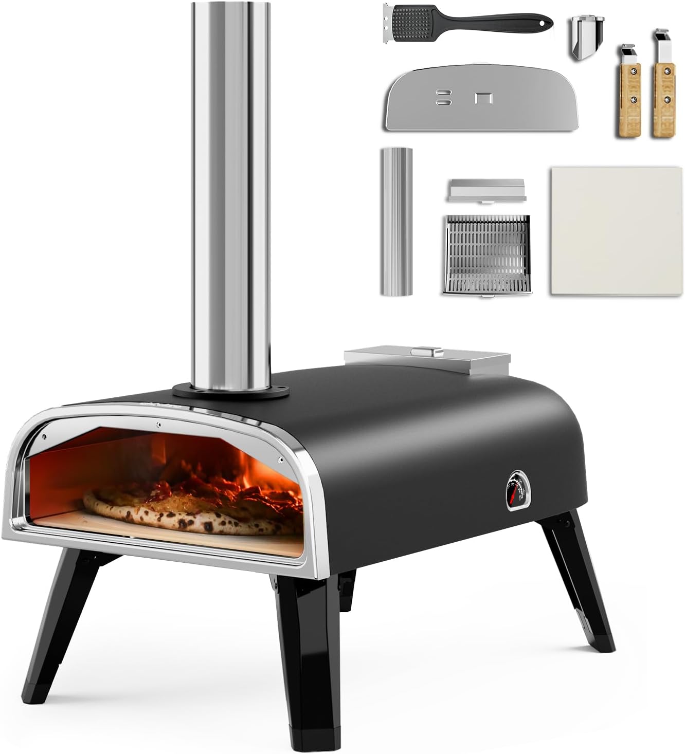 aidpiza Pizza Oven Outdoor 12″ Wood Fired Pizza Ovens Pellet Pizza Stove for outside, Portable Stainless Steel Pizza Oven for Backyard Pizza Ovens