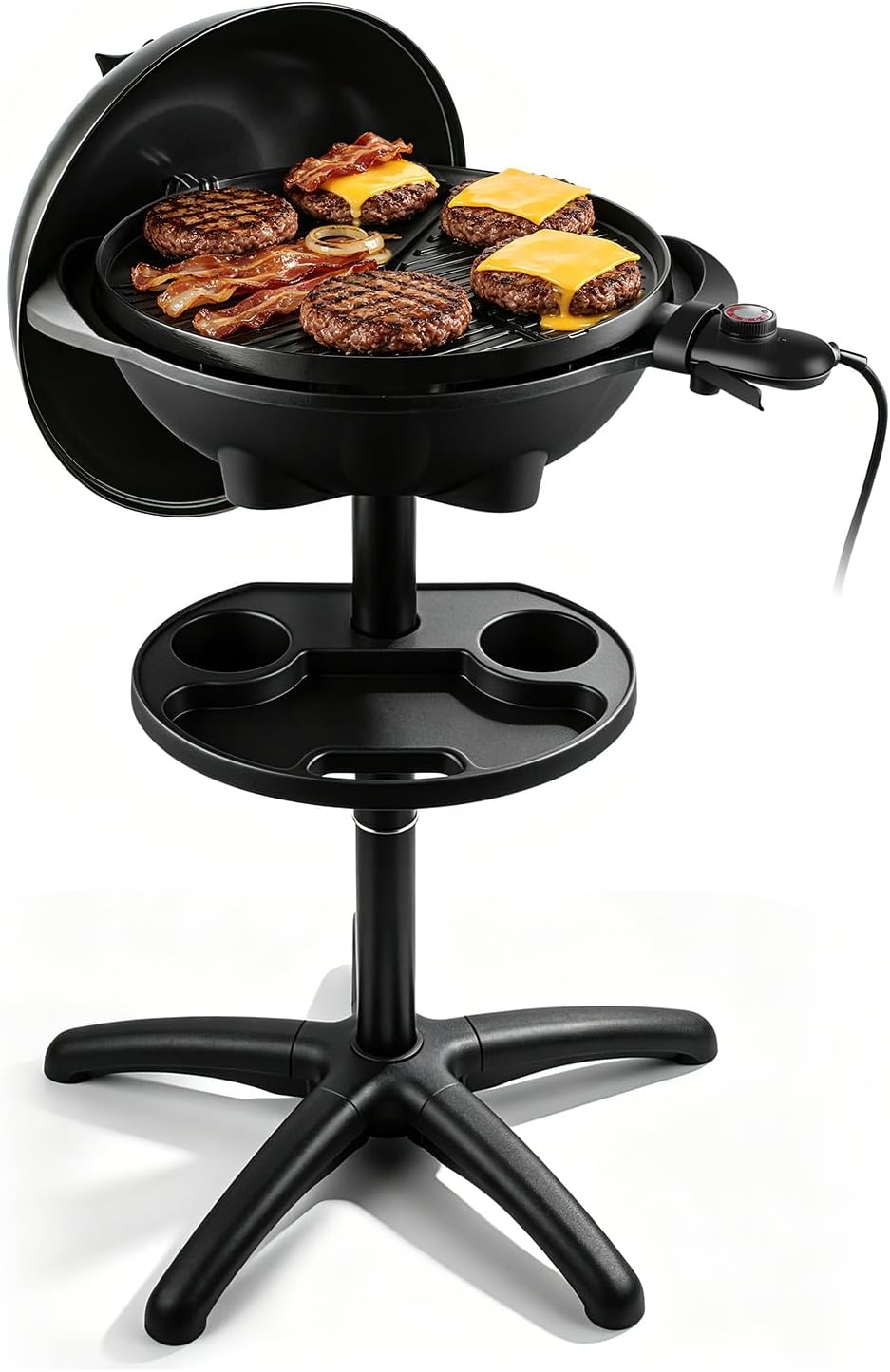Electric Grill, Techwood 2-in-1 Portable Indoor/Outdoor Grill, 1750W Removable Stand Grill with Nonstick Plate, Electric Griddle for Camping, Patio & Backyard, Stand/Tabletop Options for Cookouts