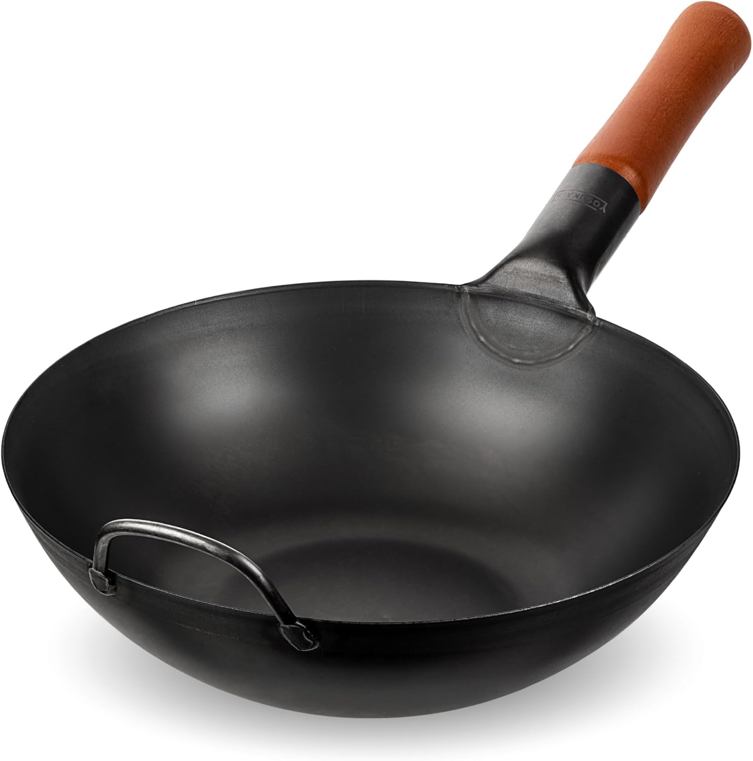 YOSUKATA 11.8″ Carbon Steel Wok Pan – Pre-Seasoned Flat Bottom Pow Wok for Stir Fry, BBQ, Grill & Camping – Traditional Japanese Chinese Cookware – Compatible with Induction, Electric, Gas, Open Fire