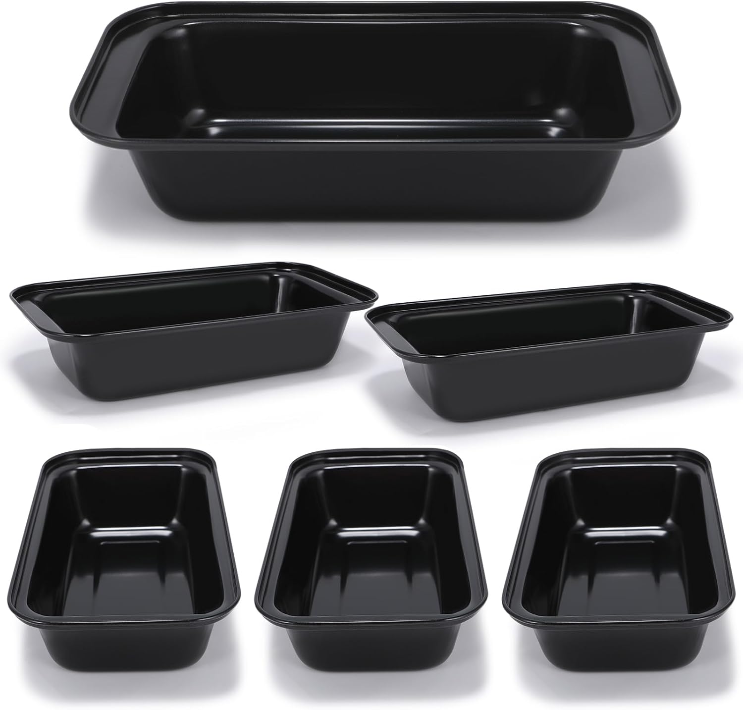 Yoehka 6 Pack Bread Pan Set, Non-Stick 8×4 Loaf Pans for Baking Homemade Bread, Sourdough, Brownies, Cake, Carbon Steel, Rectangle Baking Pans (Black)