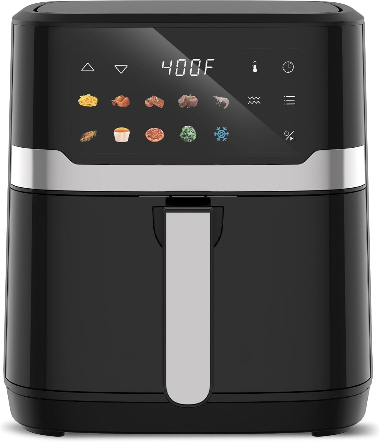 VUSIGN Air Fryer 6.8QT, 10-in-1 Functions Airfryer with Visible Window, 400°F Fast Heating & Adjustable Bottom Heater for Crispier Results, Nonstick & Dishwasher-Safe Basket, 1700W, Black