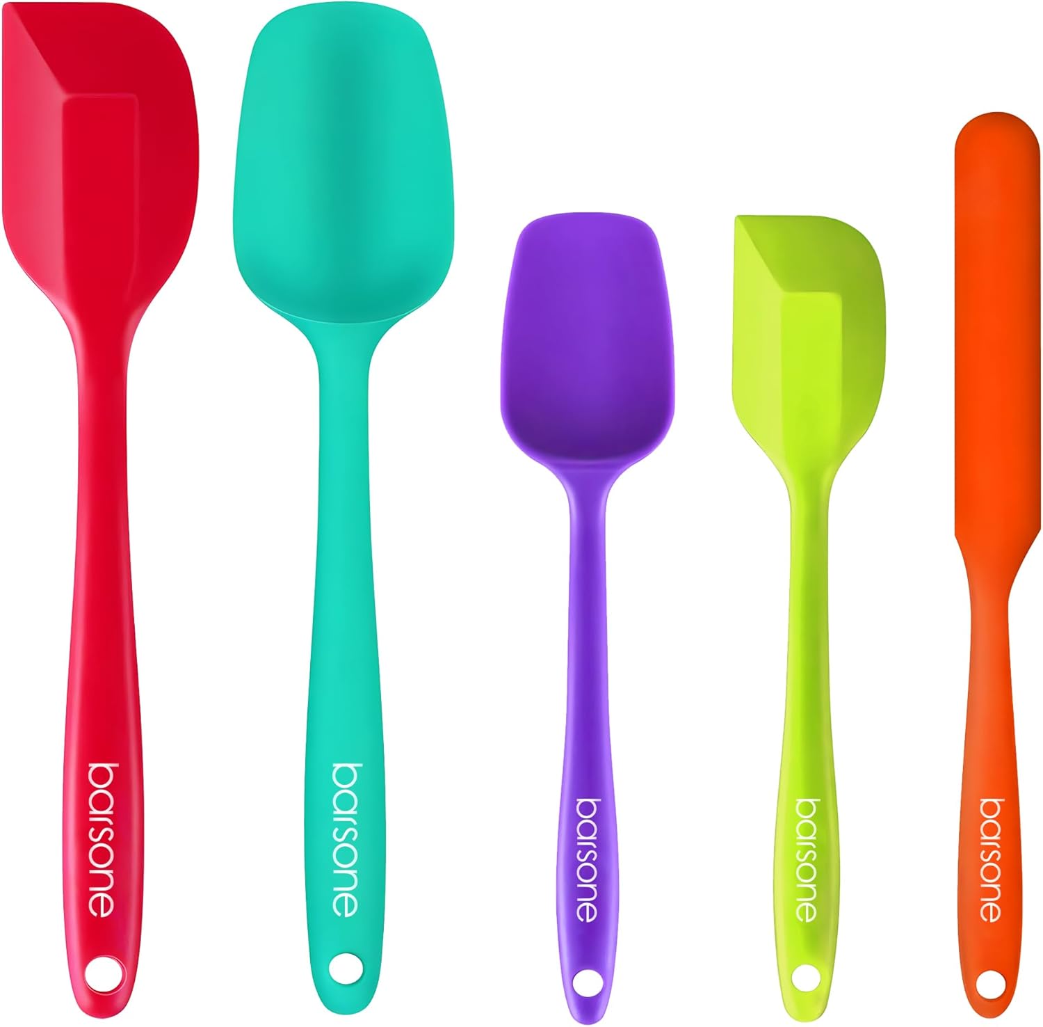 5-Piece Silicone Spatula Set – Heat Resistant 446°F Food Grade BPA Free, Nonstick Cookware Safe Dishwasher Safe Kitchen Tools for Baking, Cooking, Stirring, Multicolor.