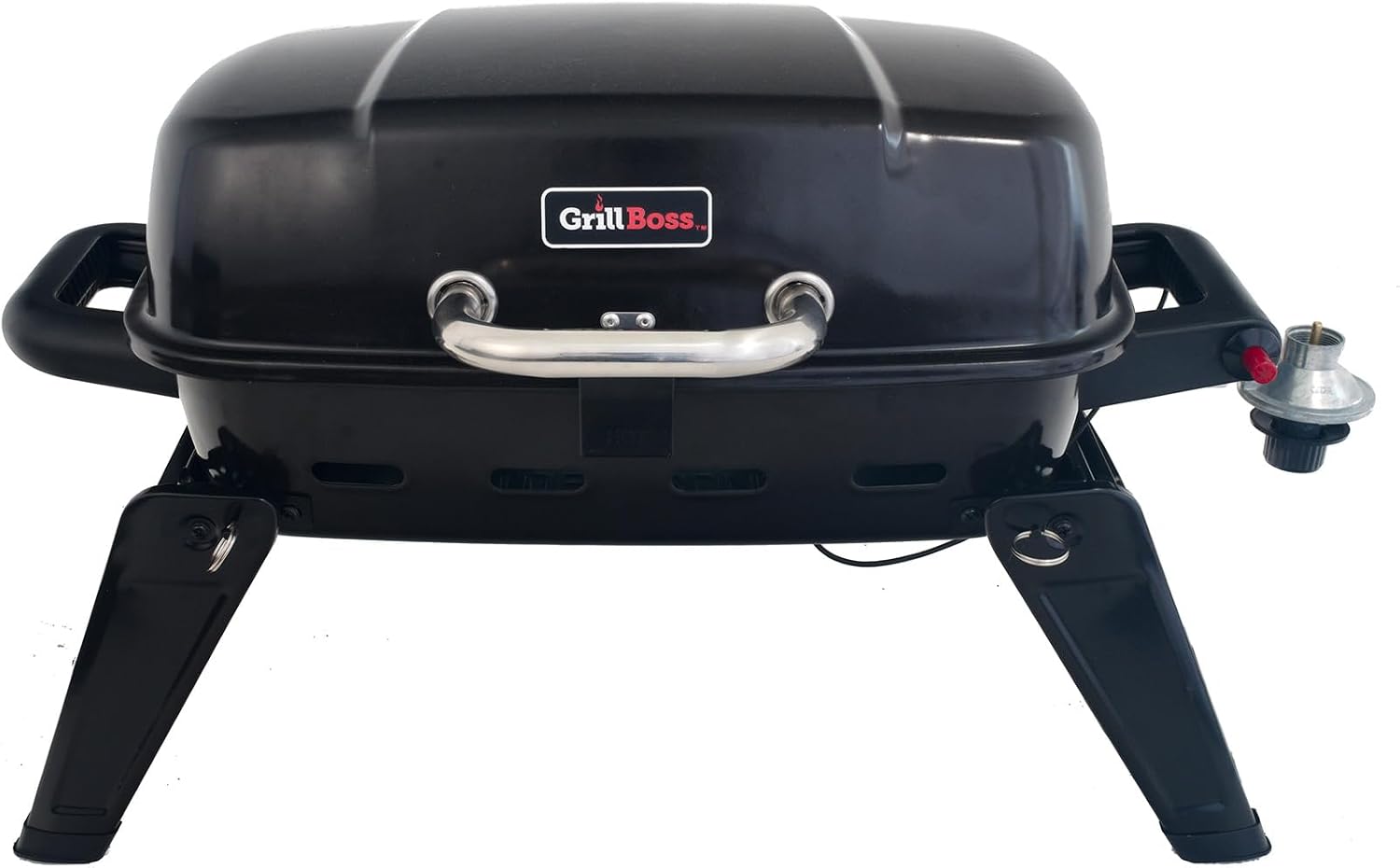 Grill Boss 1 Burner Portable Gas Grill, 10,000 BTU Propane Tabletop BBQ with Porcelain Coated Grate for Camping, Patio, and Outdoor Cooking, Black