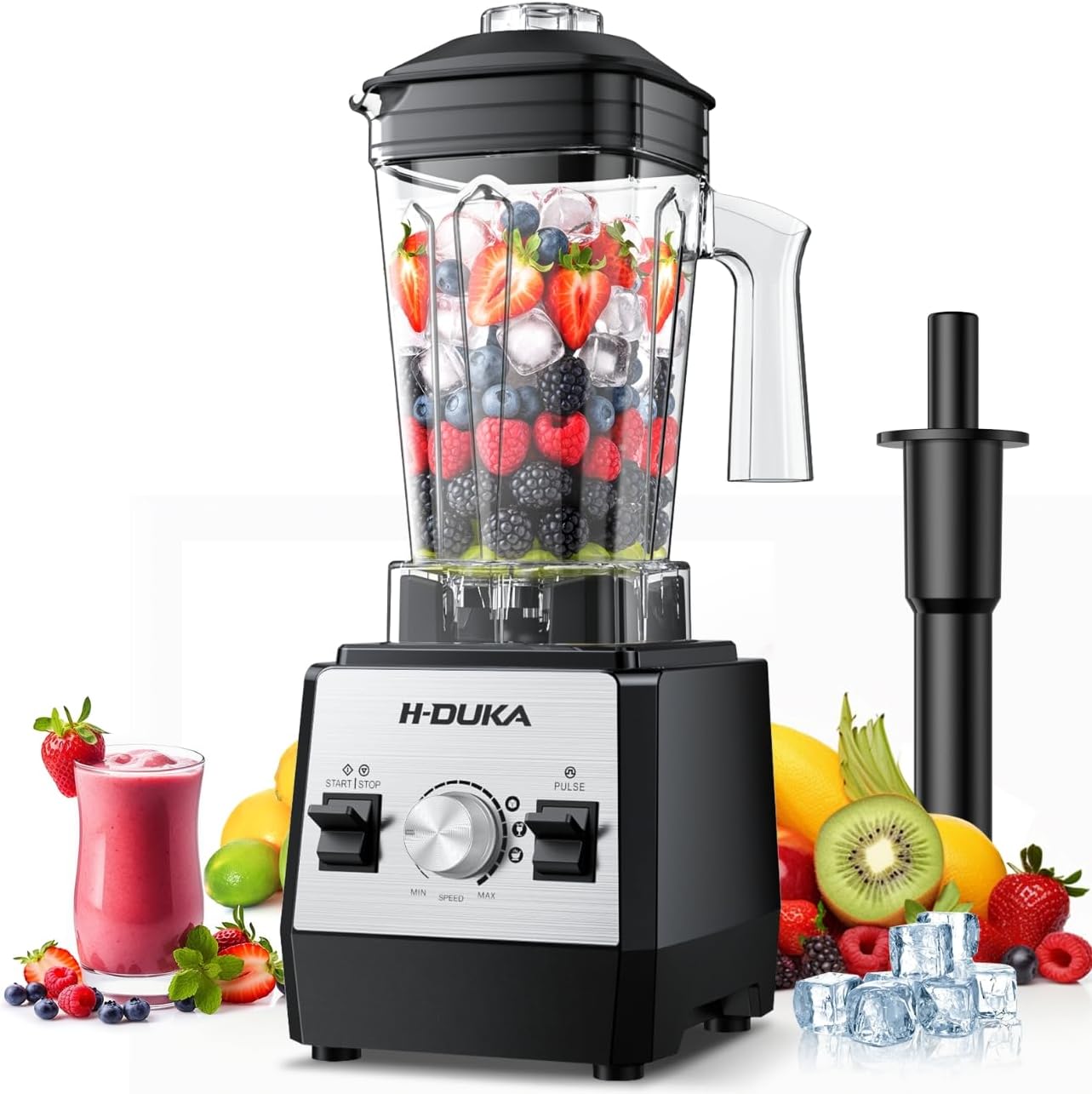 H-Duka Blender for Smoothies with 64 Oz Capacity, Blenders for Kitchen with BPA-Free Container, Smoothie blender for Ice Crushing, Frozen Drink, Baby Food, Sauces, Dishwasher Safe