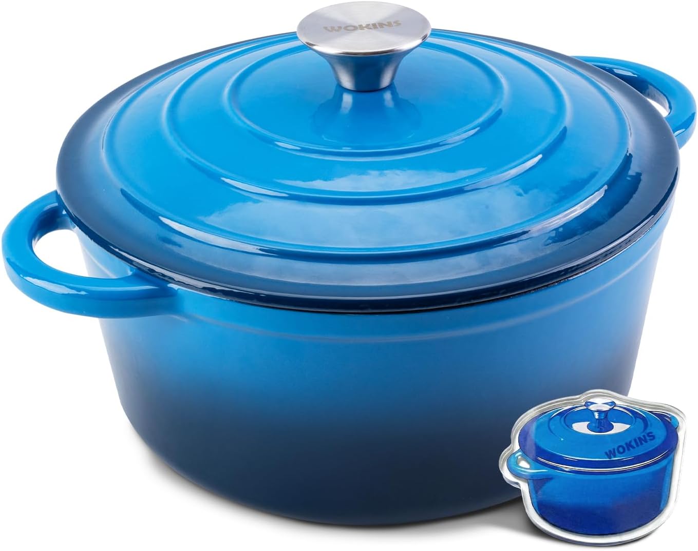 Enameled Cast Iron Dutch Oven – 7QT Pot with Lid,Oven Safe to 500°F,Heavy-Duty Cookware for Sourdough Bread Baking,Braising,Stews,Roasting Blue