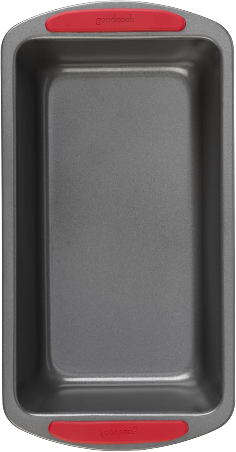 GoodCook MegaGrip 9″ x 5″ Nonstick Steel Bread Loaf Pan with Silicone Grip Handles, Gray
