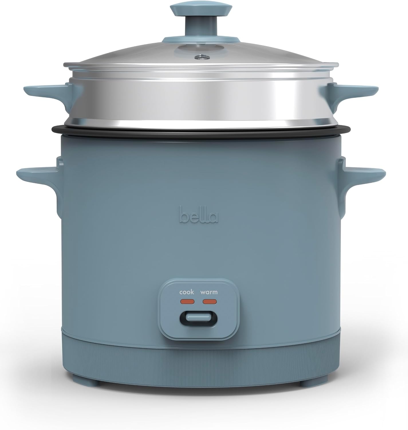 bella 16 Cup Rice Cooker with Steamer, Dishwasher Safe Steaming Basket, Rice Paddle and Measuring Cup, Removable Nonstick Cooking Bowl, Automatic Keep Warm Function​, 400 Watt, Surf