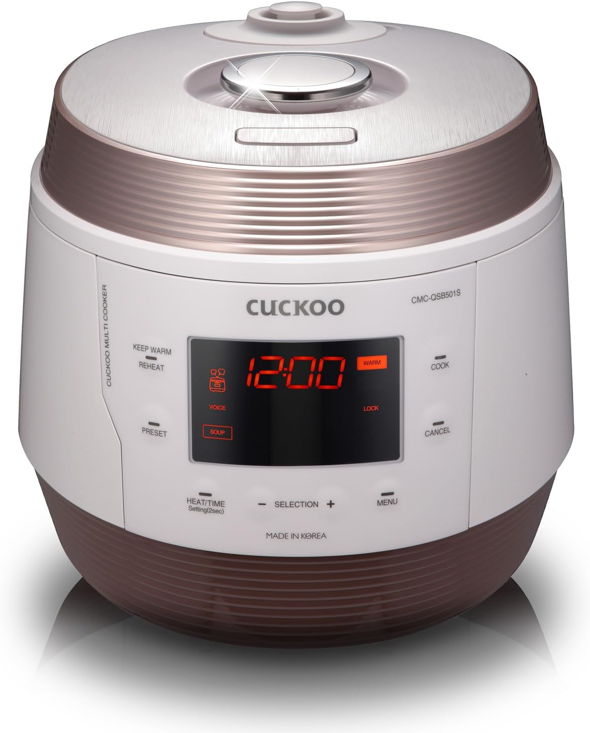 CUCKOO Electric Pressure Cooker 5QT, Versatile Slow Cooker with 10 Menu Options, High Pressure Food Steamer for Cooking, Instant Multicooker with Stainless Steel Non-Stick Inner Pot (CMC-QSB501S)