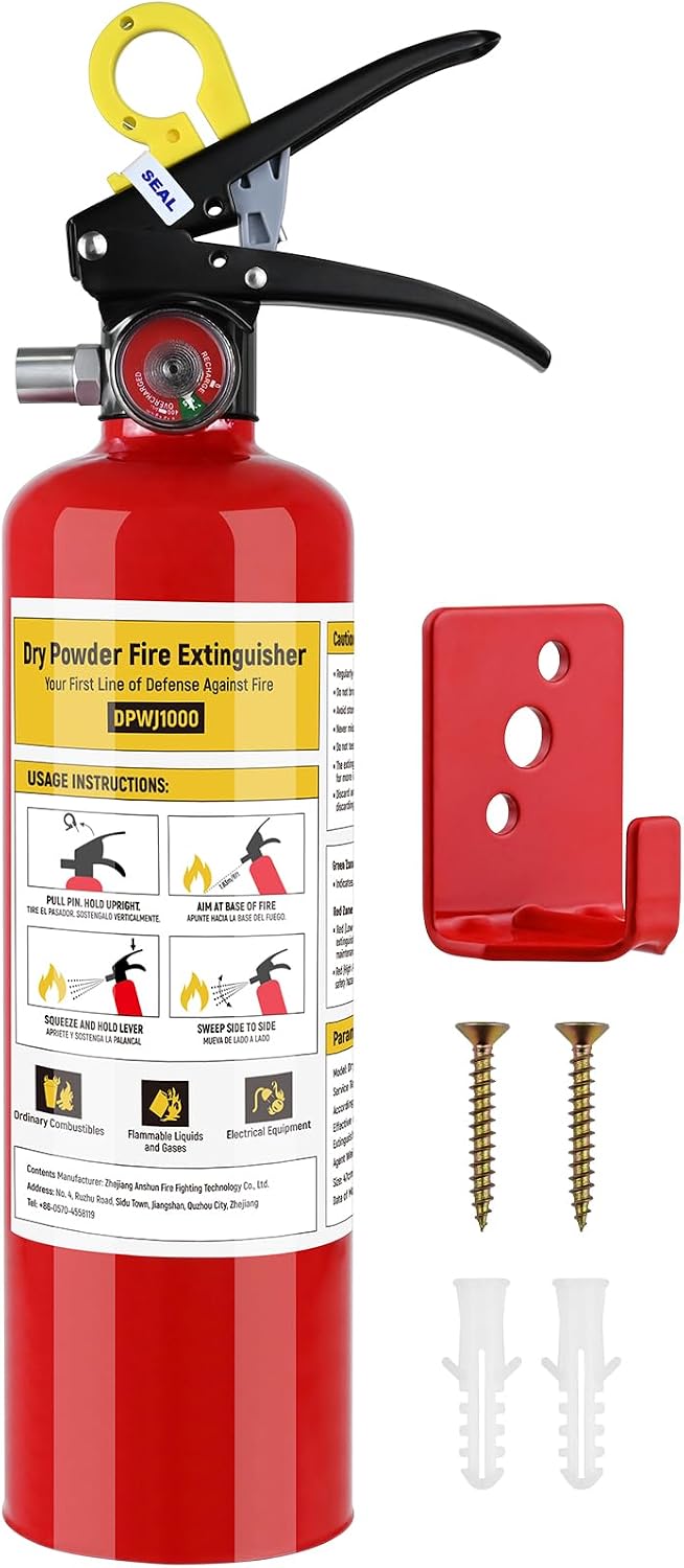ABC Fire Extinguisher for Home – 2.2lb, Dry Powder Fire Extinguisher, 1A:10-B:C Rated, Certified for Car/House/Kitchen/Truck/Marine/Boat/Vehicle/utv/rv, 1 PACK