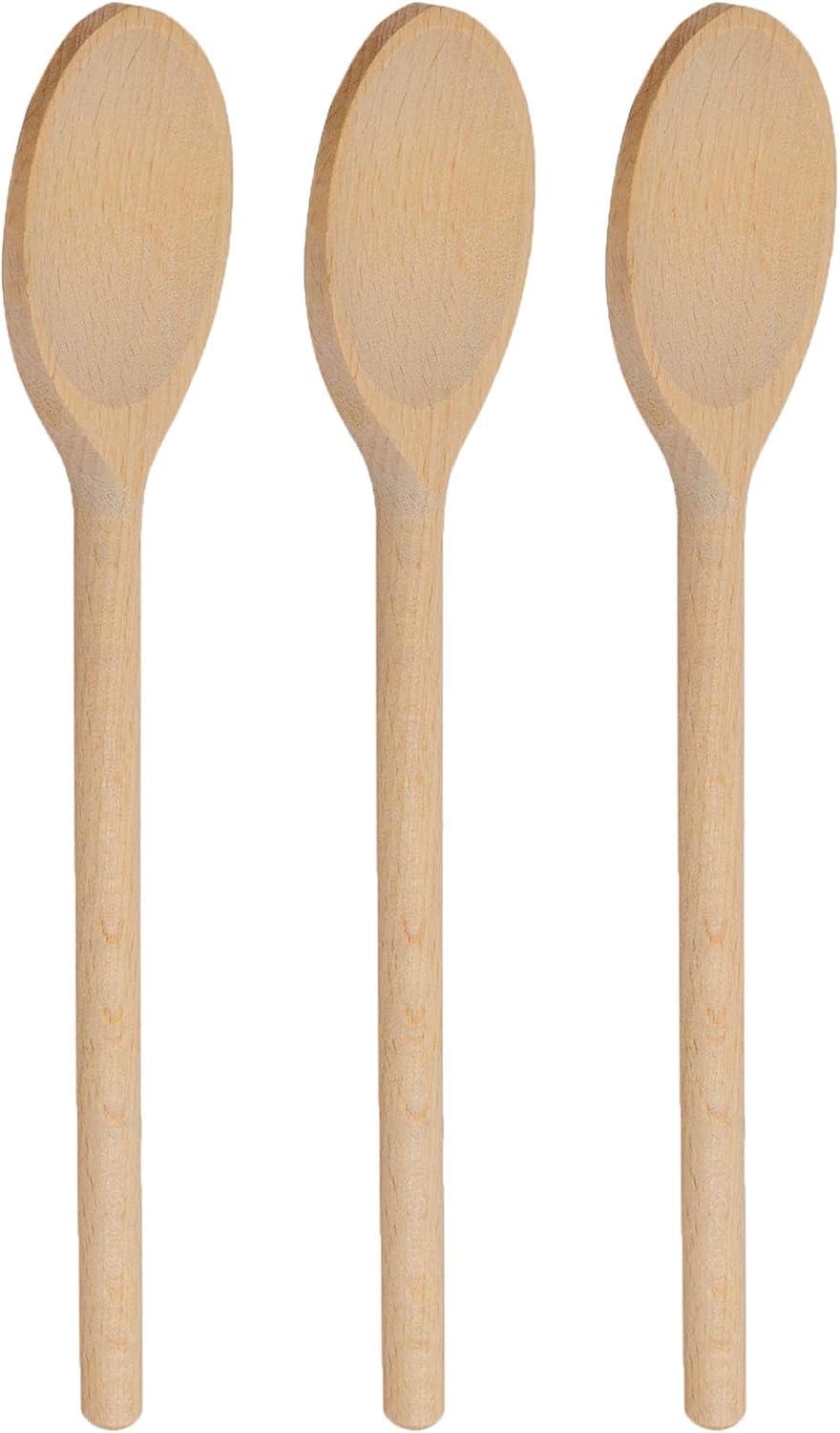 3-Piece Wooden Spoons for Cooking, 12-Inch Premium European Beechwood Mixing Spoons, Durable Wood Kitchen Utensils Set for Nonstick Cookware, Heat-Resistant Stirring & Baking Gift