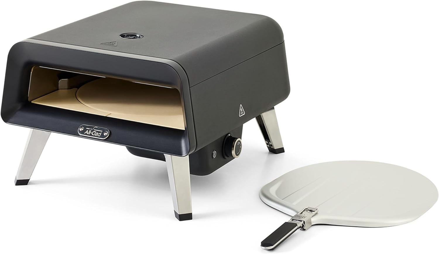 All-Clad 16″ Gas Pizza Oven Outdoor, 360° Automatic Rotating Stone for Even Cooking, Cooks Pizza in 90 Seconds, Includes Aluminum Peel Spatula, Portable Oven Pizza Maker, Includes Gas Hose & Regulator