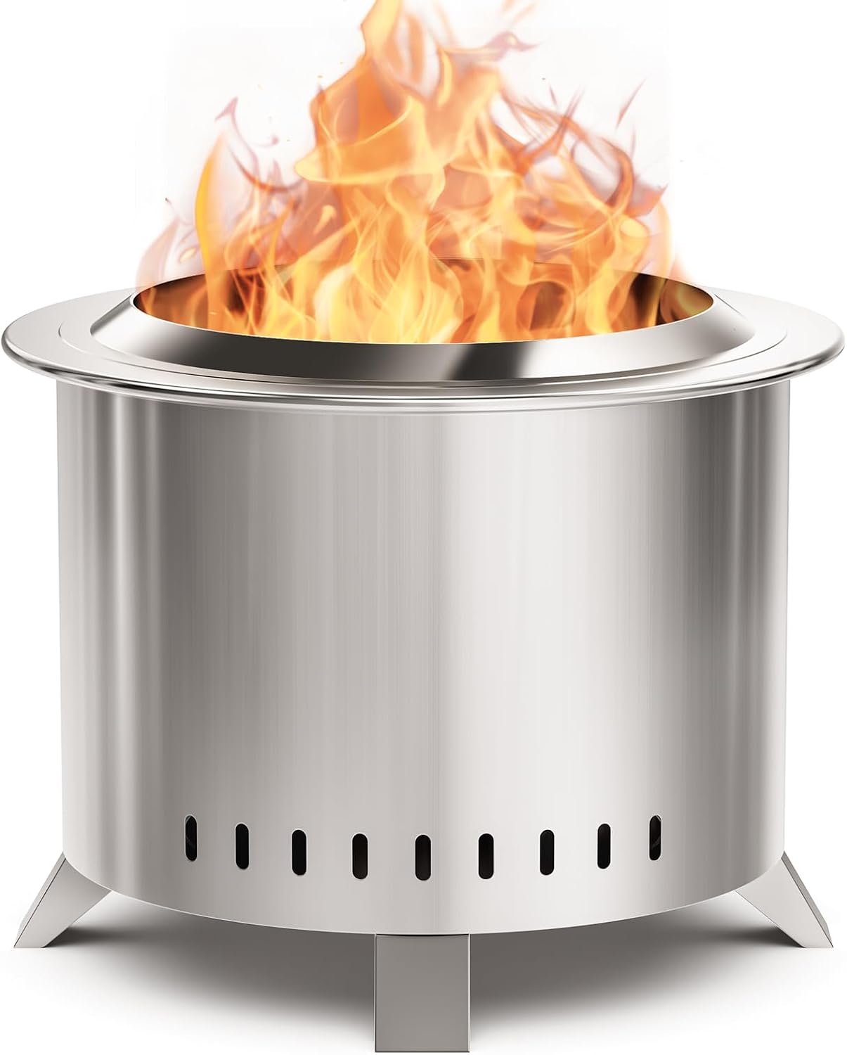 Verdeluxe Smokeless Fire Pit,22 Inch Stainless Steel Firepit, Outdoor Wood Burning Fire Pit with Cover,Smokeless Firepits for Outside Backyard Patio Garden Camping Bonfire