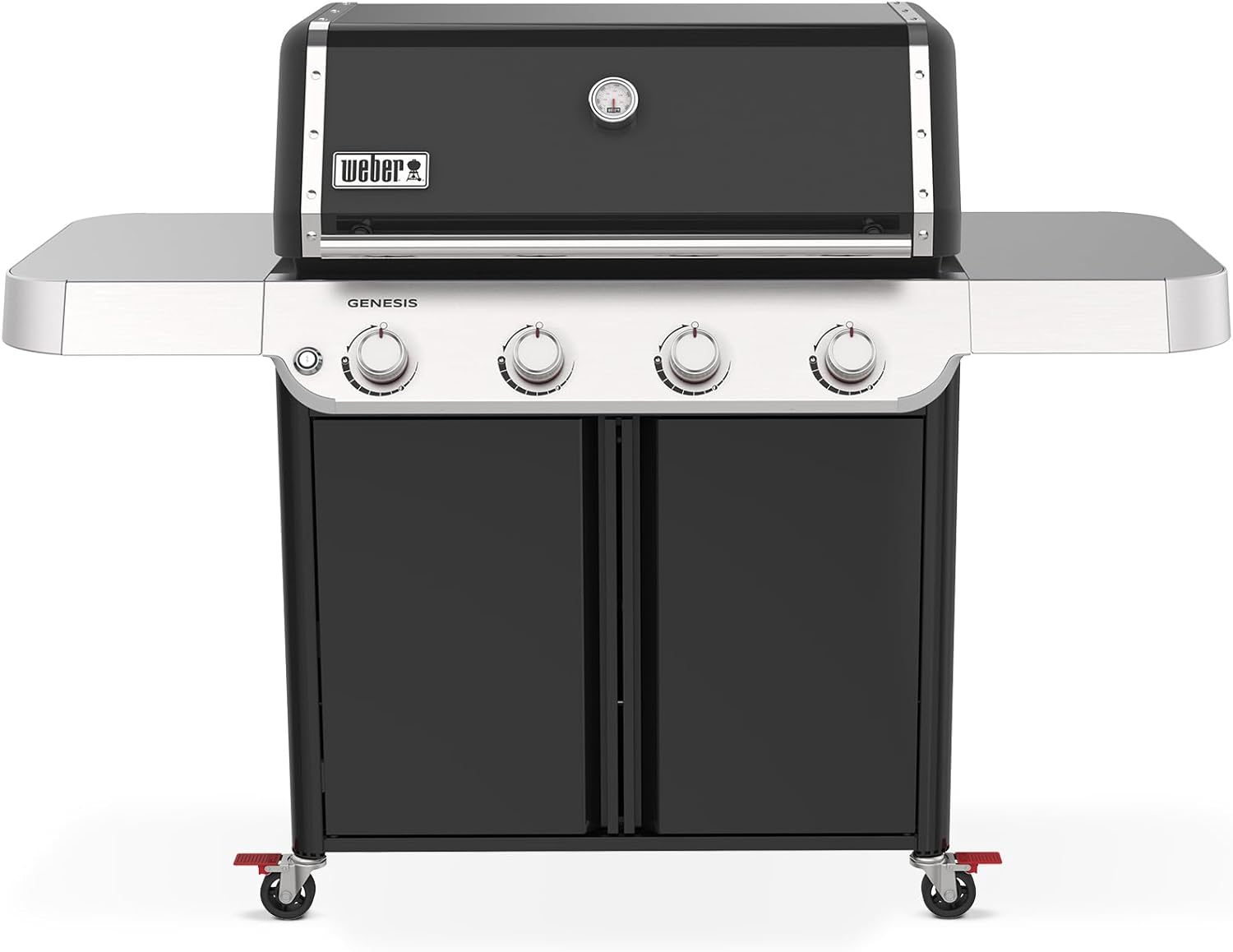 Weber Genesis E-415 Liquid Propane Gas Grill for Outdoor Cooking, 4 Burners, Black – Porcelain-Enameled Cast-Iron Grates & PureBlu Burners
