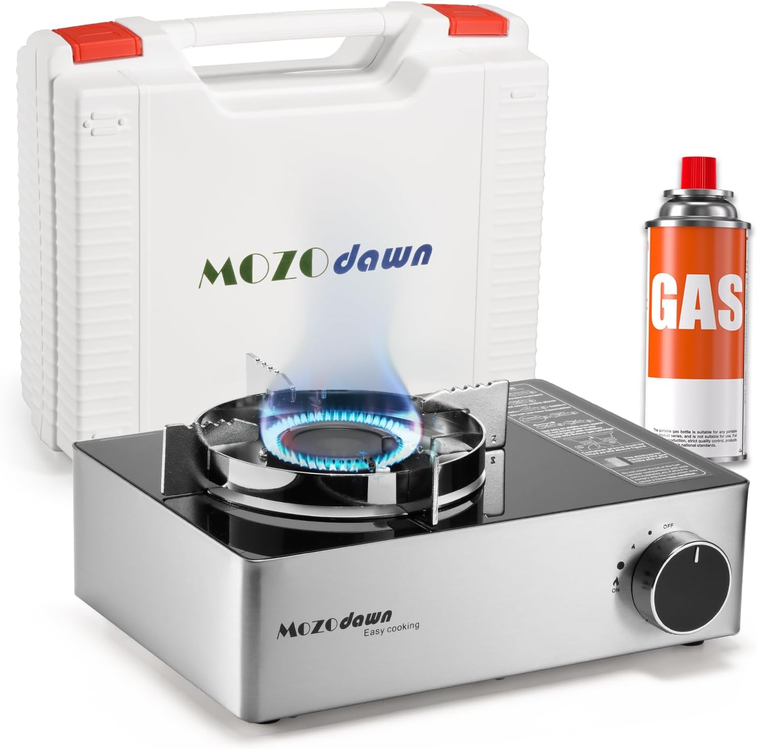 Portable Gas Stove with Case, 12000 BTU Butane Stove with Wind Guard, Single Burner Camp Stove for Home Kitchen, Camping, Picnics, Hiking, Fuel Not Included
