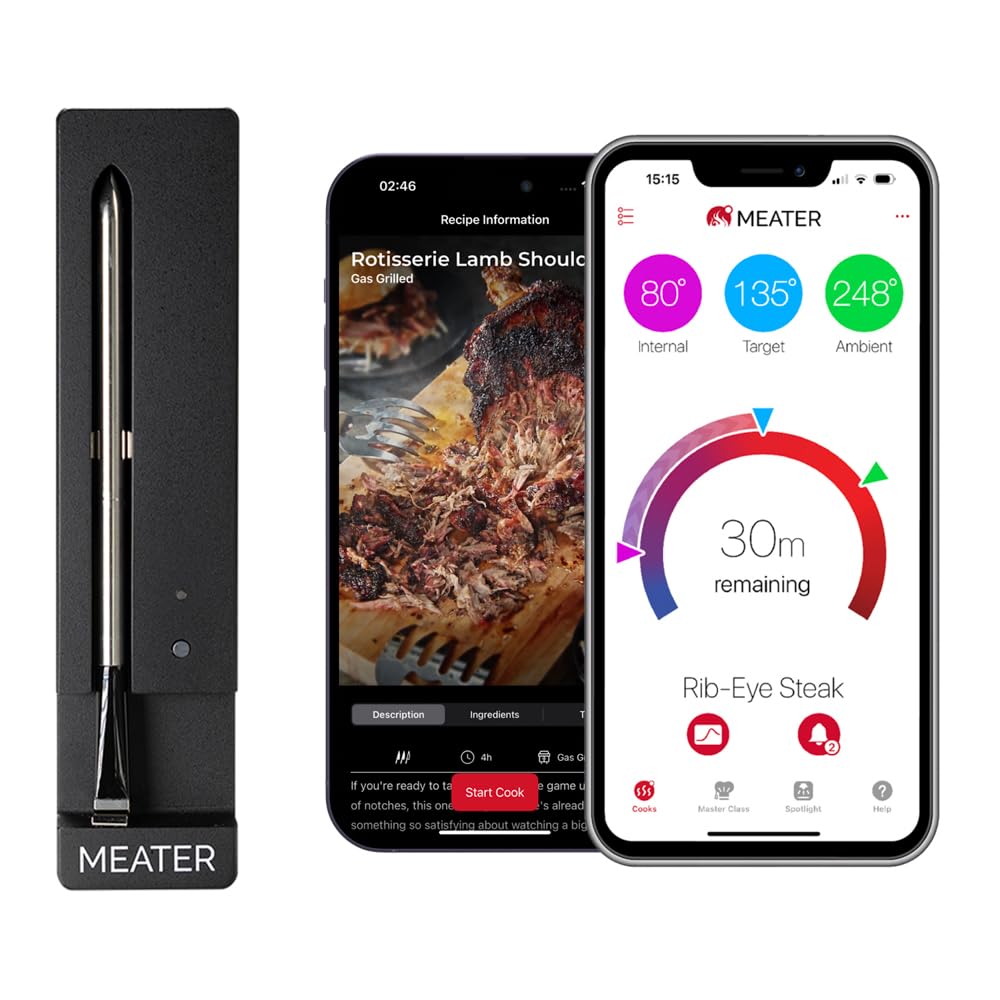 MEATER SE: 100% Wireless Smart Meat Thermometer | No Wires, No Fuss | 165ft Bluetooth Range | Dual Temp Sensors | Guided Cook System | Dishwasher Safe | Perfect for BBQ, Grill, Oven, Smoker