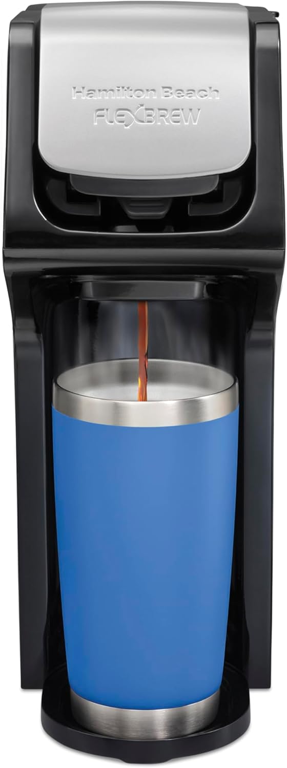 Hamilton Beach FlexBrew Single Serve Coffee Maker, Coffee Machine Compatible with Pod Packs and Grounds, Black Next Gen (49900)