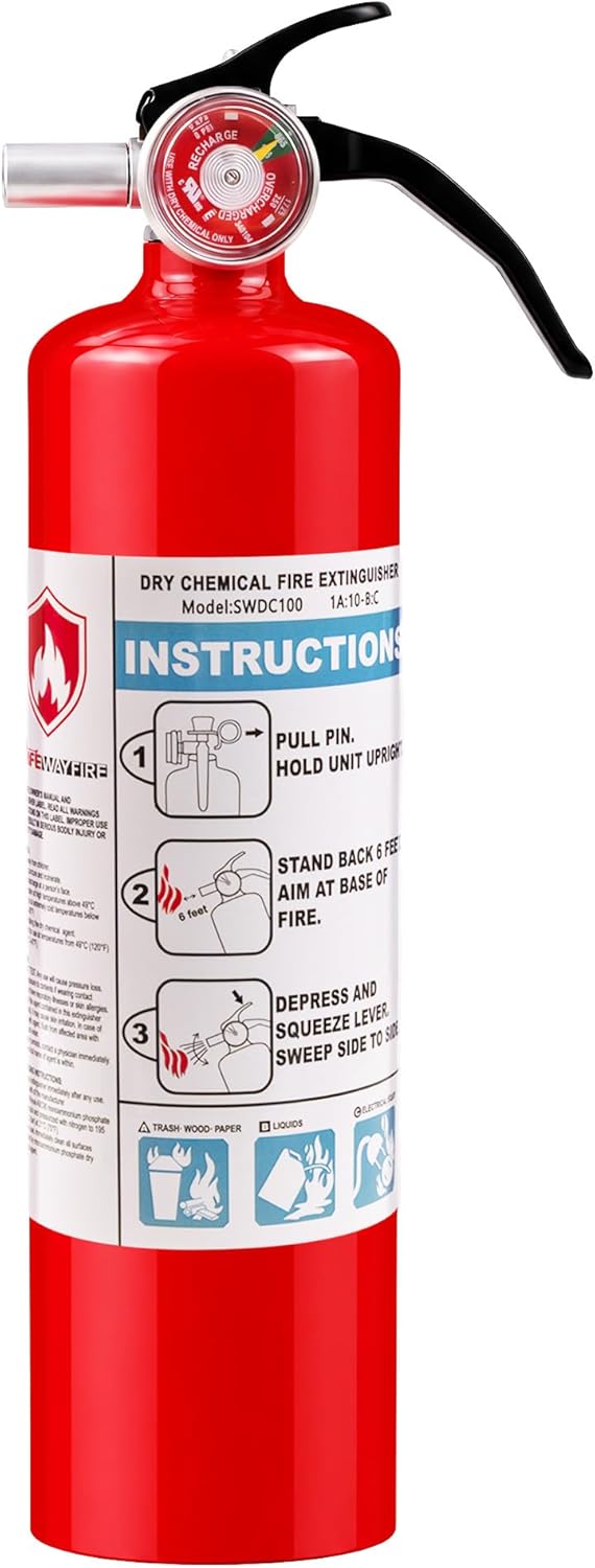Safewayfire 2.5 lb ABC Dry Chemical Fire Extinguisher, 1 Pack, UL Certified Safety for Home, Vehicle, Office