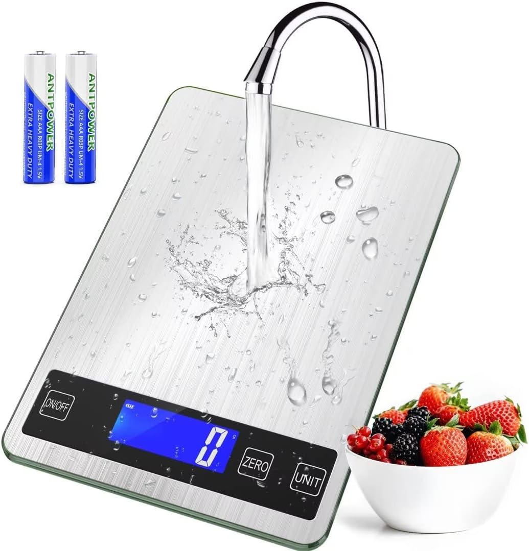 BACK KTCL”Cooking Master’ 22lb Digital Kitchen Scale,Food Scale Measures in Grams and Ounces for Weight Cooking Baking,1g/0.1oz Precise Graduation,Stainless Steel and Tempered Glass