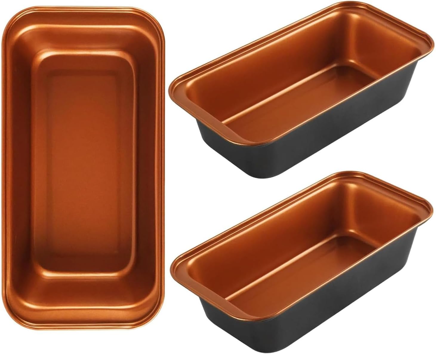 3-Pack 9×4 Inch Nonstick Loaf Pans, Carbon Steel Bread Pans for Baking Banana Bread & Sourdough, Even Heating, Easy Release, Oven Safe to 450°F, PFOA Free