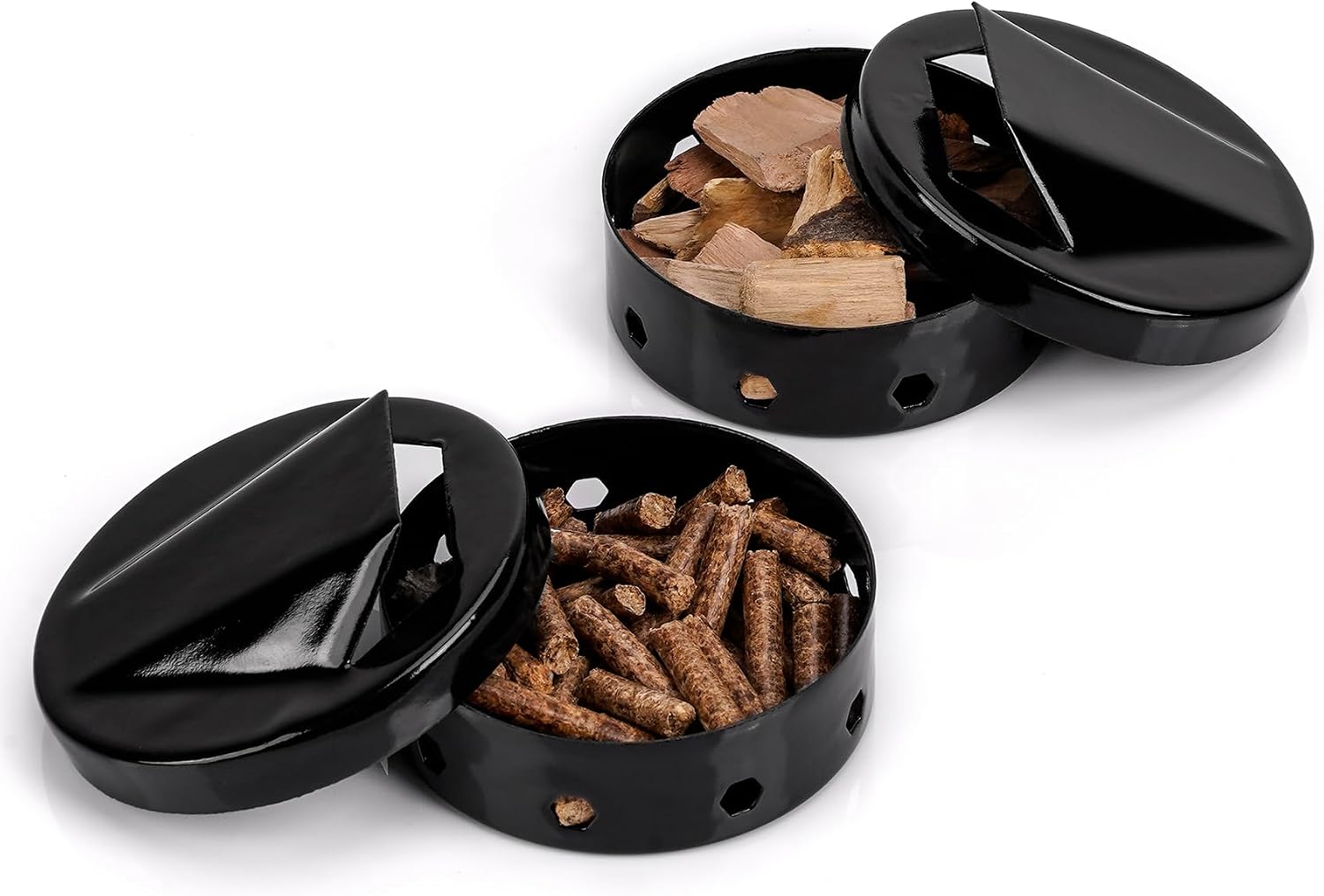 onlyfire 2 Pack Enamel Smoker Box, Heavy Duty BBQ Wood Chip Smoker Box with Lid, High Heat Resistant Grill Smoke Box for Gas Charcoal Portable Grill, Perfect for Meat Ribs Chicken Fish Smoking