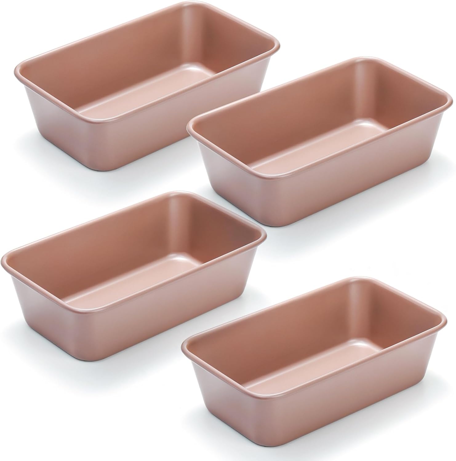 Elsjoy 4 Pack Non-Stick Loaf Pan, 9.5 x 5.5 Inch Champagne Bread Loaf Pans Carbon Steel Bread Tin Set for Baking, Metal Bakeware for Bread, Meatloaf, Cake