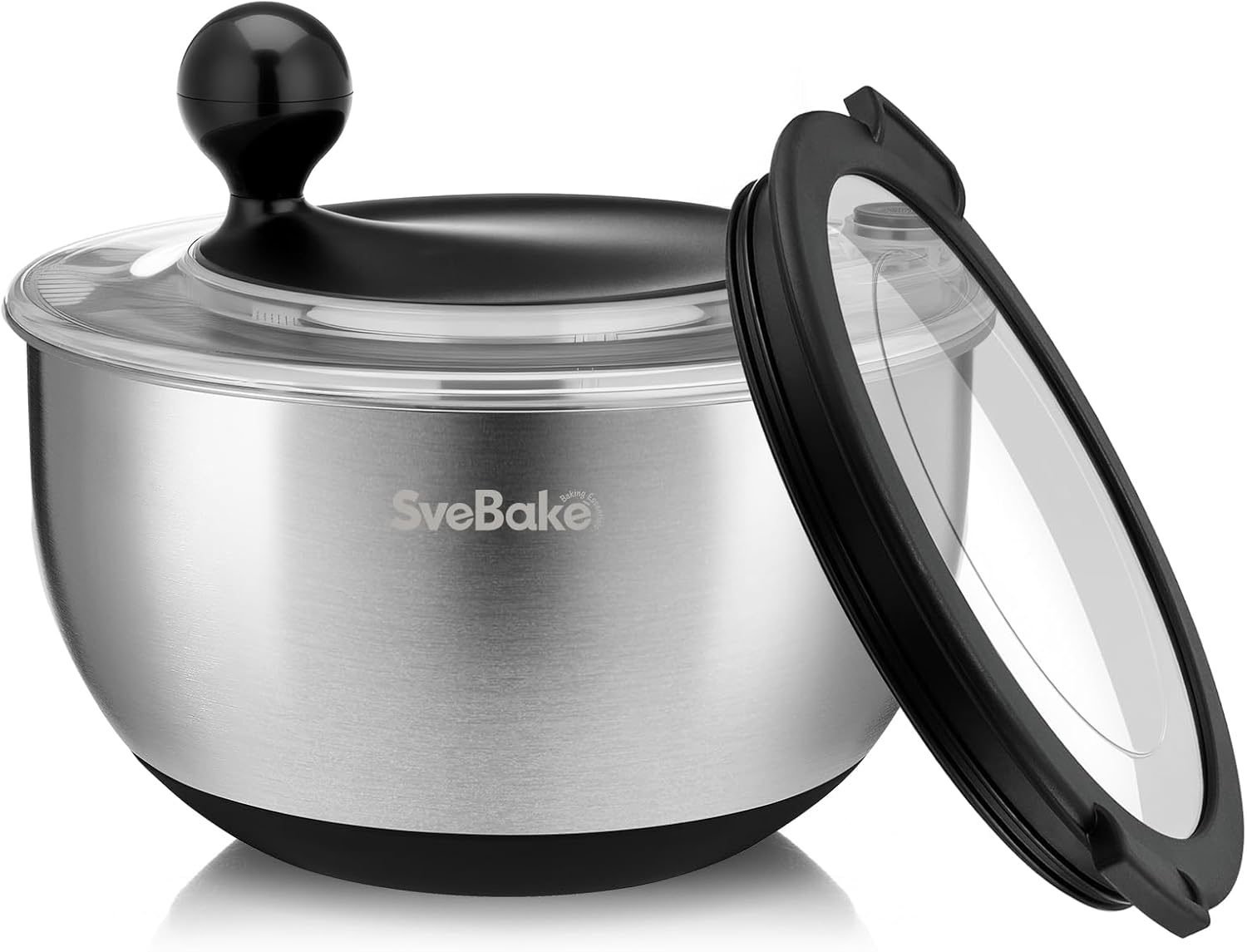Stainless Steel Salad Spinner with Storage Lid, 5.3 Qt, BPA-Free, 4-in-1 Multi-Functional Lettuce Spinner, Fruit & Vegetable Washer, Easy Clean, Stop Button, Non-Slip Base