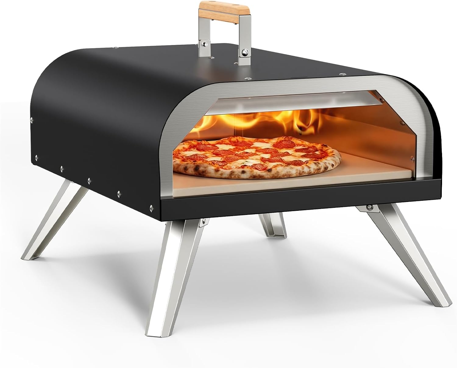 WOOCIT 12″ Multi-Fuel Outdoor Pizza Oven – Reaches 720°F, Versatile Wood or Propane Pizza Oven with Pizza Stone & Peel, Portable for Backyard, Camping & Tailgating (Propane Burner Sold Separately)