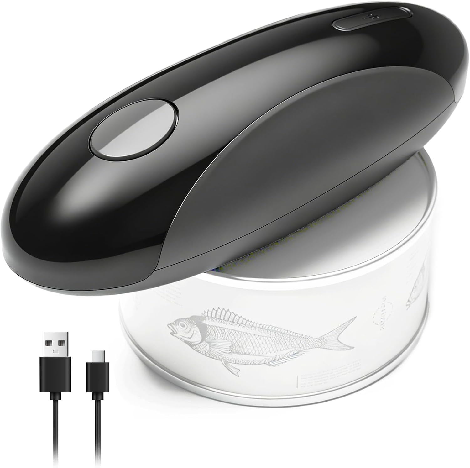 Rechargeable Electric Can Opener for Seniors with Arthritis, Handsfree Automatic Can Opener Electric with Smooth Edge, Magnet Lid Lifter, Fits Almost Can Sizes, Can Opener for Kitchen (Black & Grey)