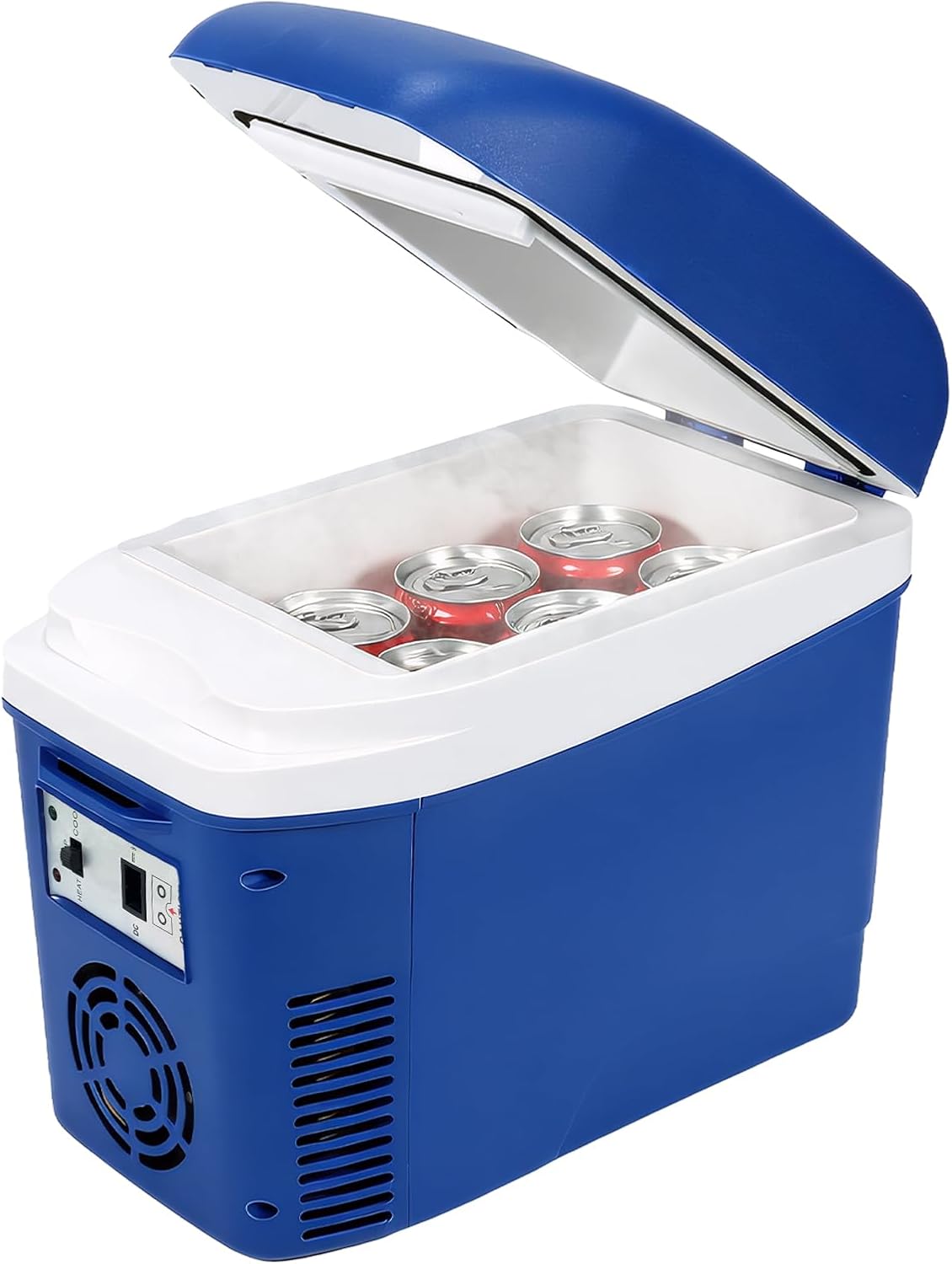 Iceblue Mini Fridge, 7 Liter /9 Cans Skincare Fridge with Belt, AC Plug & 12V Car Charger Dual-use Small Refrigerator, Compact & Portable Refrigerator for Car, Dorm, Travel, Picnic, Gift – Blue