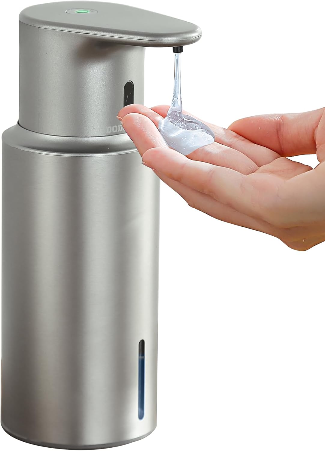Automatic Liquid Soap Dispenser Touchless, 304 Stainless Steel Bottle Body &16.2oz/480ml Rechargeable, 3 Adjustable Liquid Levels, IPX7 Waterproof, for Kitchen Bathroom, Stainless Steel