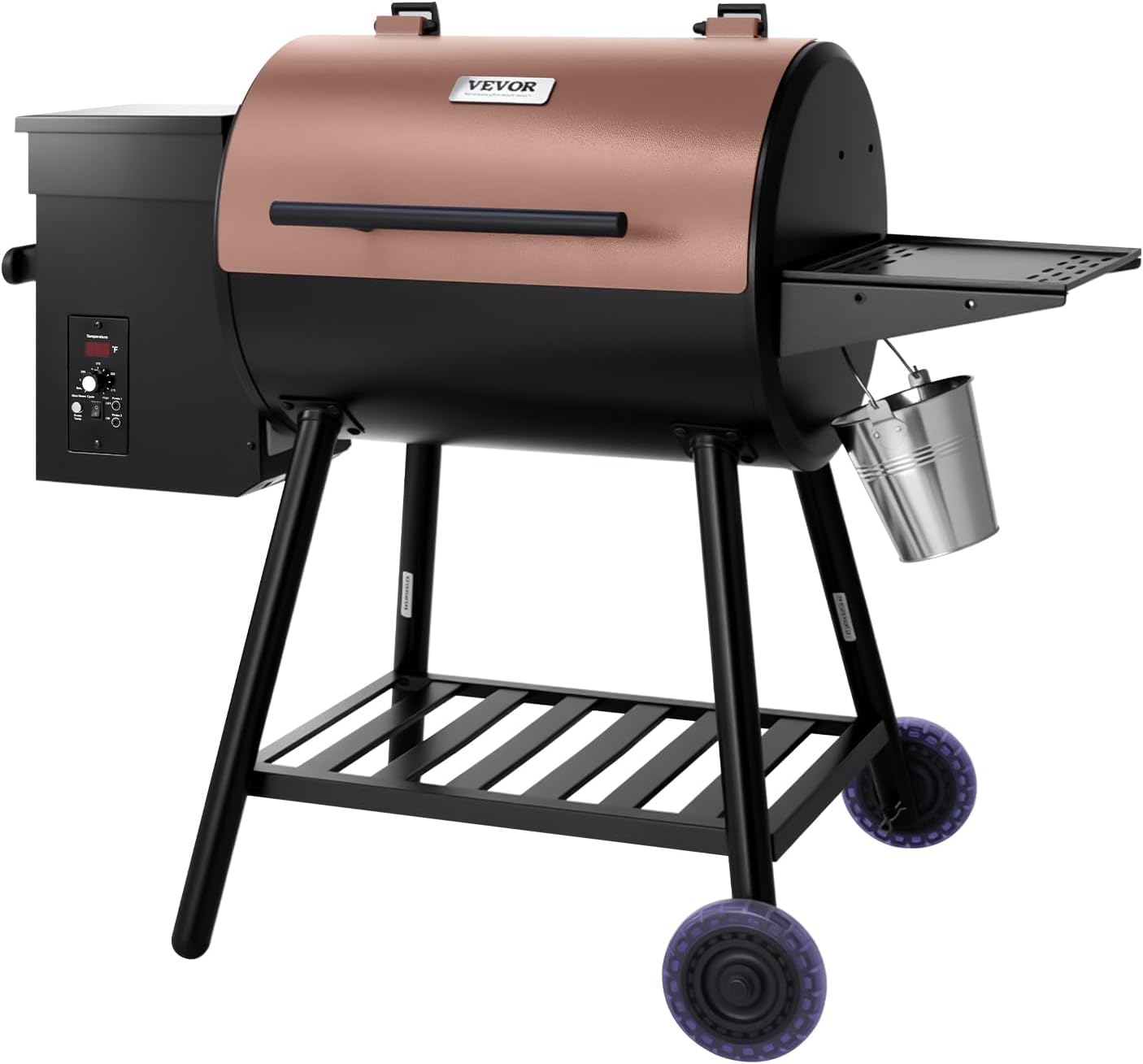 VEVOR Wood Pellet Grill Smoker, 8 in 1 BBQ Grills for Outdoor Cooking, 456 Square Inches Cook Area Electric Grill and Smoker, with Digital Controller, Meat Probe, 500°F Max Temperature, Black